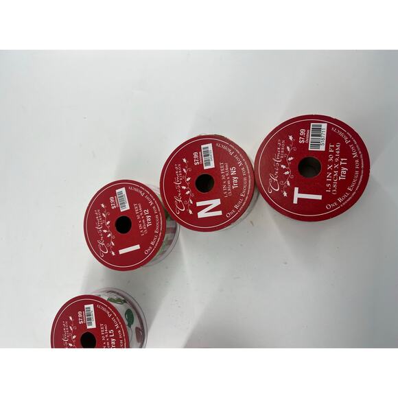 Christmas Ribbon Package Wrapping Bows 7 Spools Gift Wrap Santa Holiday 4 New - Picture 3 of 8